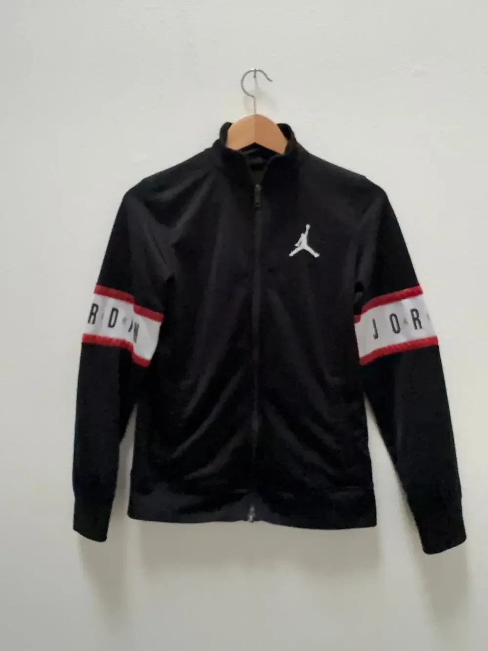 Nike Jordan Youth Boys Full Zip Track Jacket Black Red White Size L (12-13 Yrs)